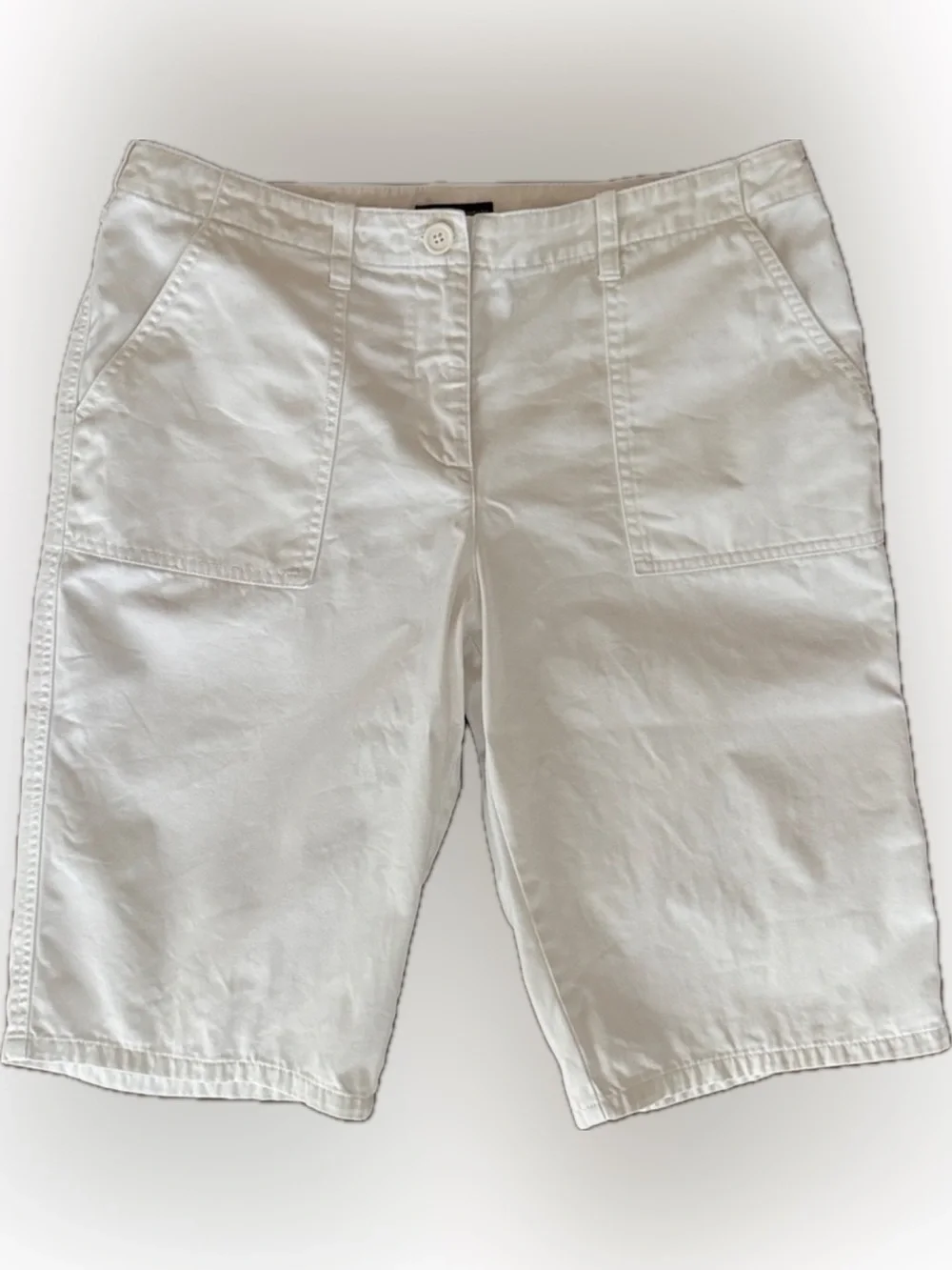 NEW YORK & COMPANY 100% COTTON JEAN SHORTS POCKETS CARGO UTILITY JORTS 12 WHITE